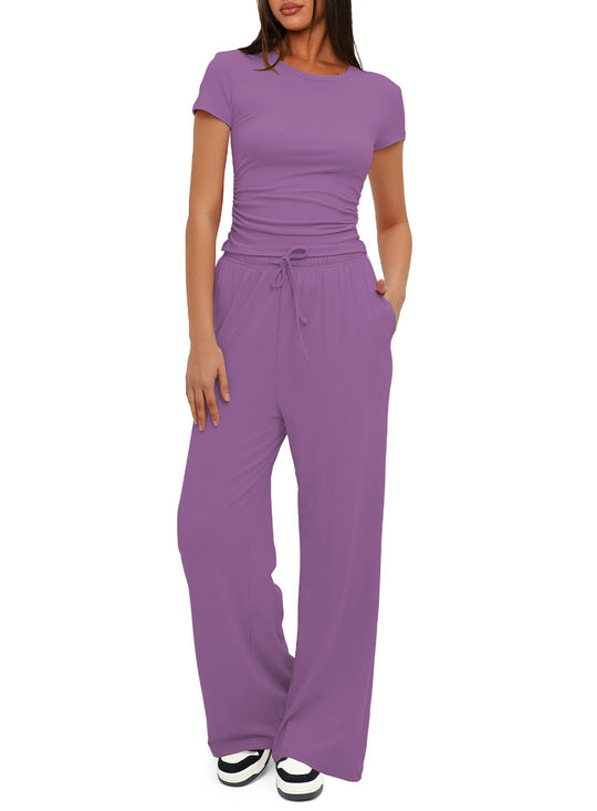 Damen Bequemes Lounge-Outfit mit elastischem Bund und weitem Schnitt EB