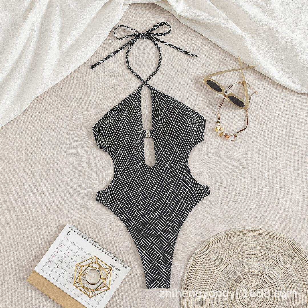 Damen Einteiler Badeanzug mit kreativem Cut-Out EB
