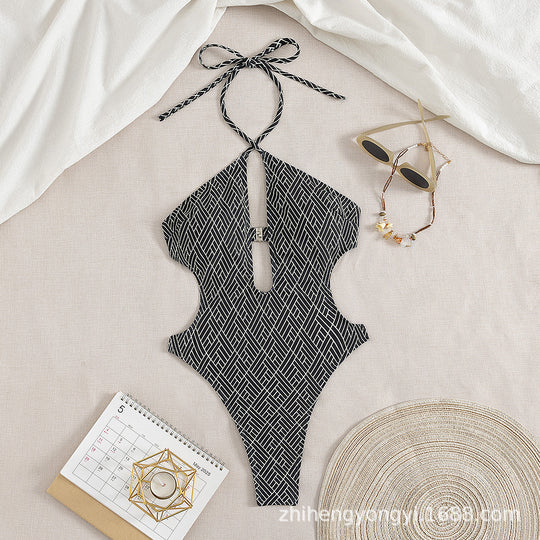Damen Einteiler Badeanzug mit kreativem Cut-Out EB