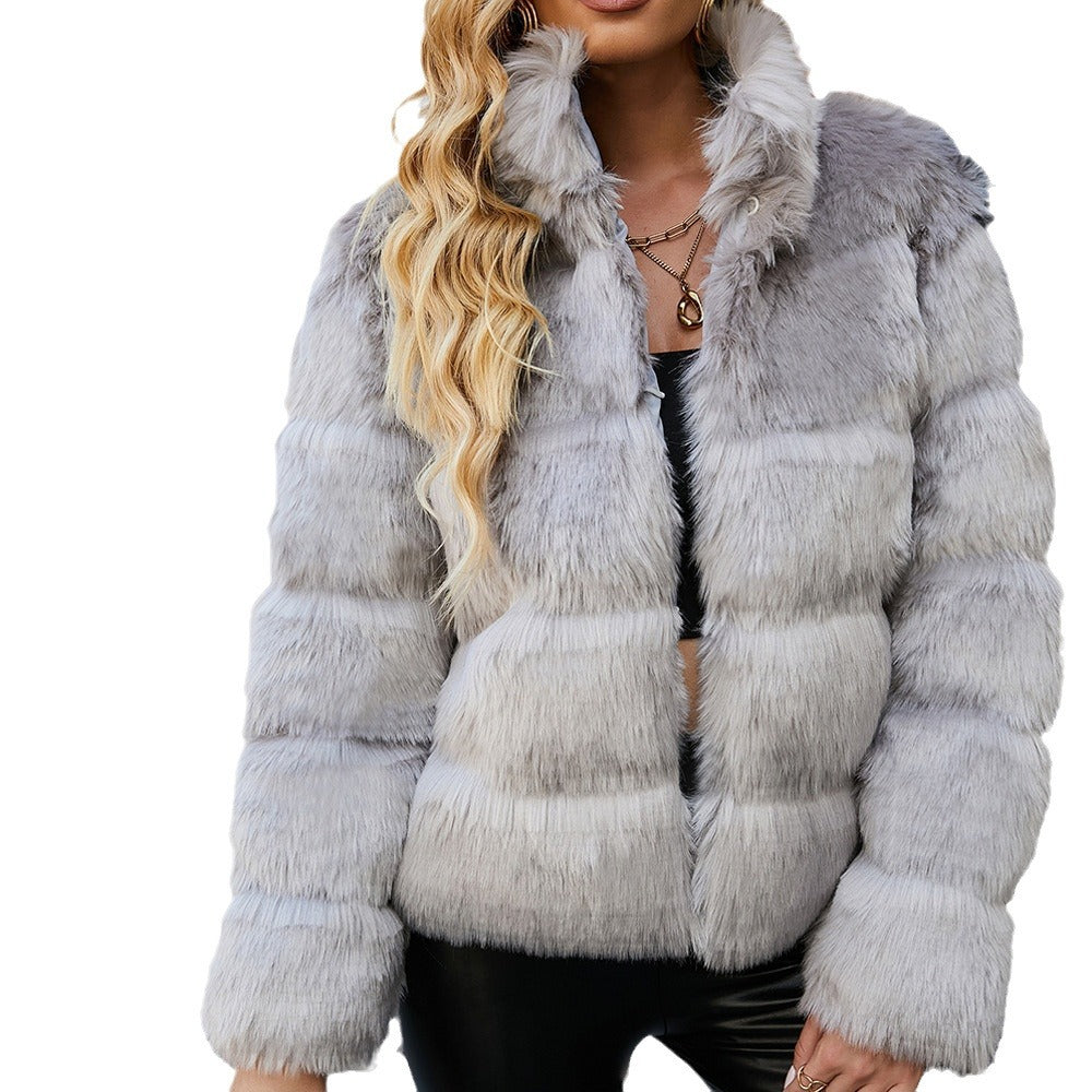 Damen Flauschige Kunstfelljacke mit modischem Schnitt und oversized Passform EB