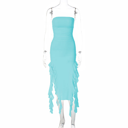 Damen Wickelkleid mit Rüschen und figurformendem Schnitt EB