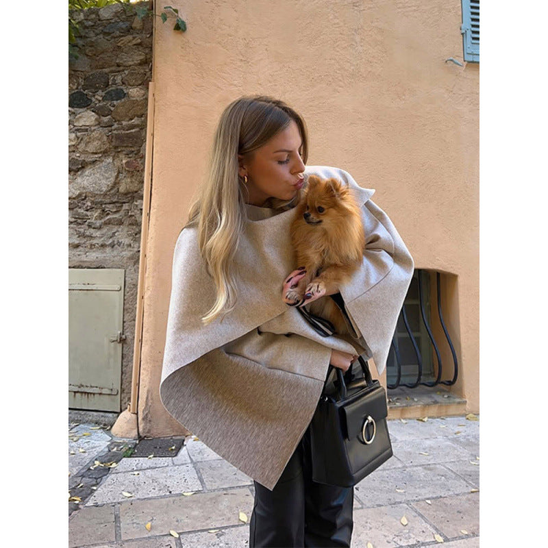 Damen modisches Oversized-Pullover mit Drapierung EB
