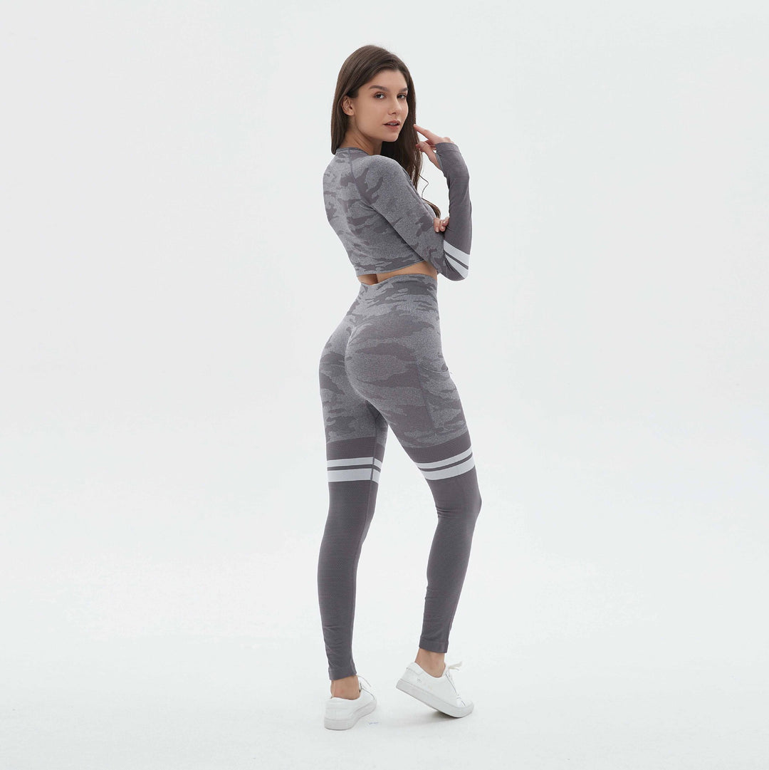 Damen Sportliches Set mit langem Ärmel und Kompressionsleggings EB