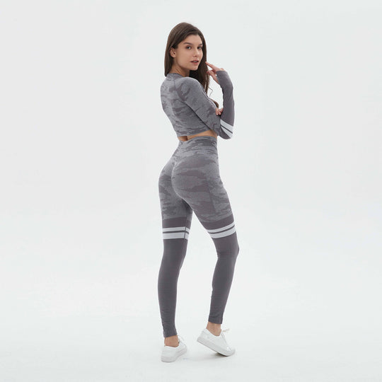 Damen Sportliches Set mit langem Ärmel und Kompressionsleggings EB