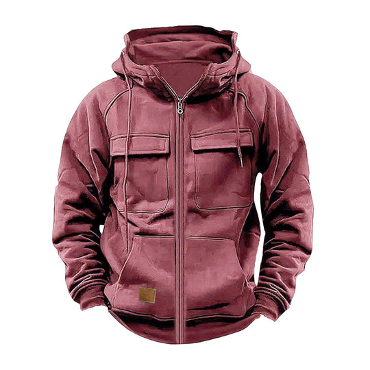 Herren funktionale Kapuzenjacke mit großen Fronttaschen EB
