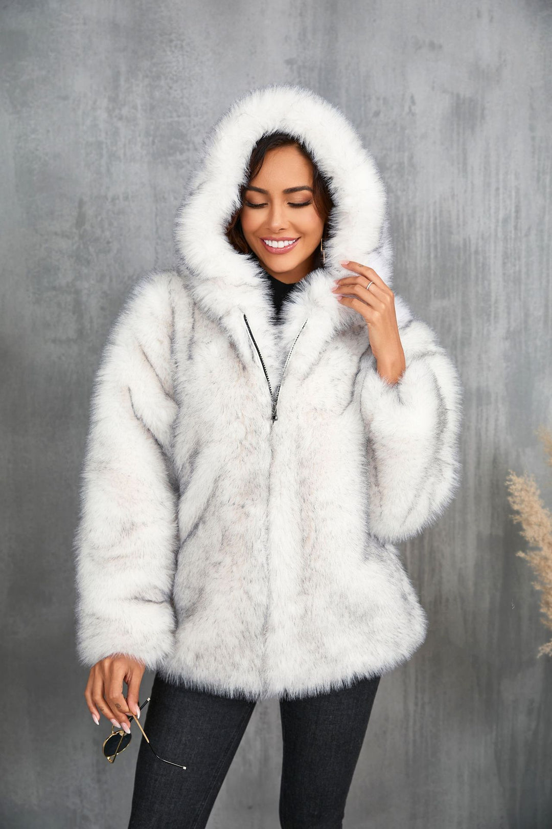 Damen kuschelige Kapuzenjacke EB