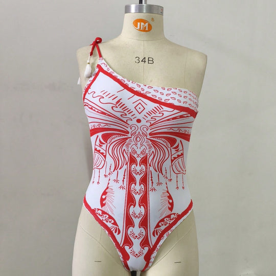 Damen Einseitiger Badeanzug mit verspieltem Design EB