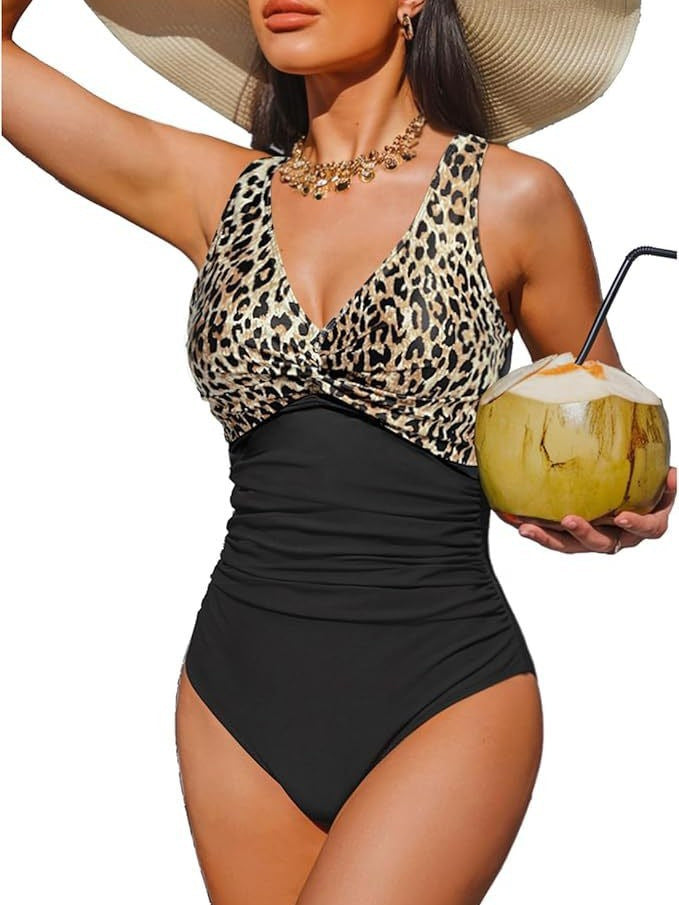 Damen Eleganter Einteiler Badeanzug mit modischem Twist EB