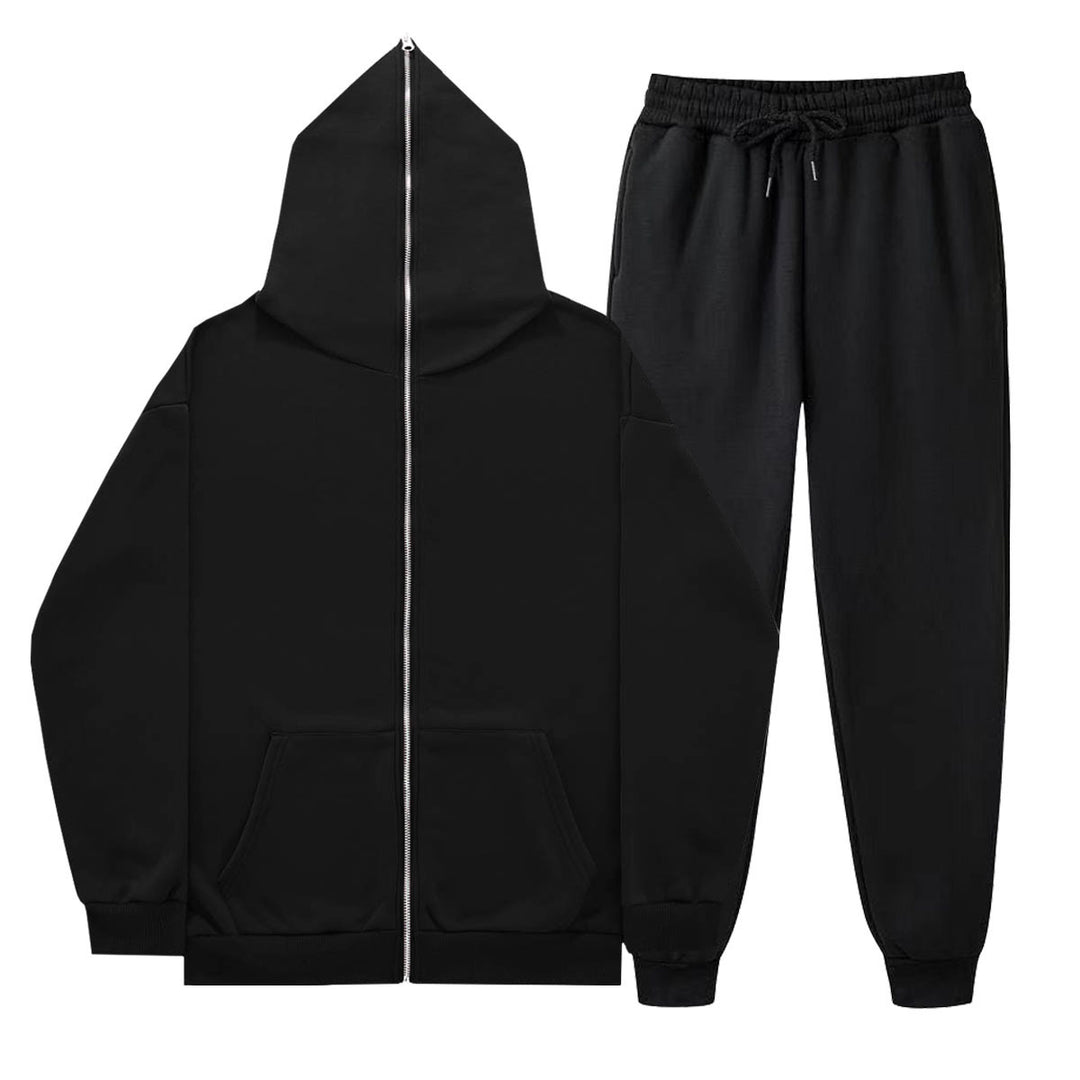 Unisex nan leichter French-Terry Zip-Hoodie und tapered Jogginghose Set mit Raglanärmeln, Kängurutasche und elastischem Komfortbund EB
