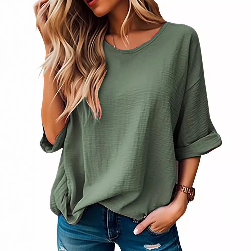 Damen Oversized T-Shirt mit strukturiertem Gewebe und lässigem Schnitt EB