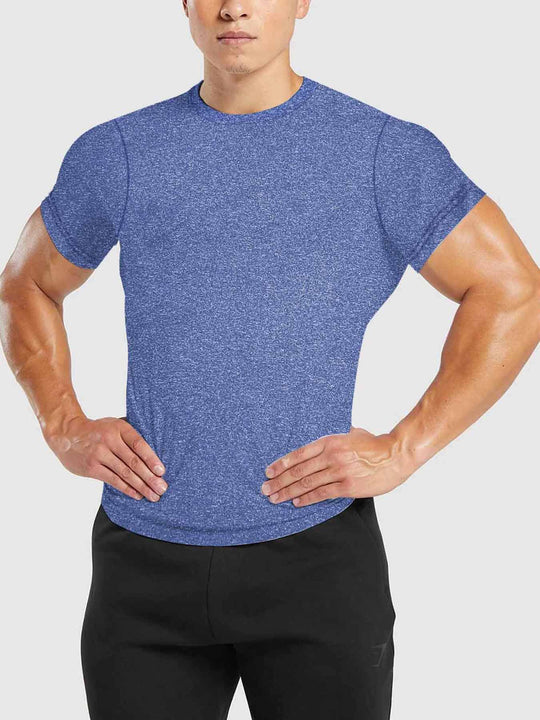 Herren nan tailliertes Rundhals-Leistungsshirt mit elastischem Seitenkeil und flachen Nähten EB