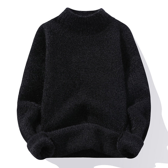 Damen Hochwertiger Rippstrickpullover mit hohem Kragen und lässigem Schnitt EB