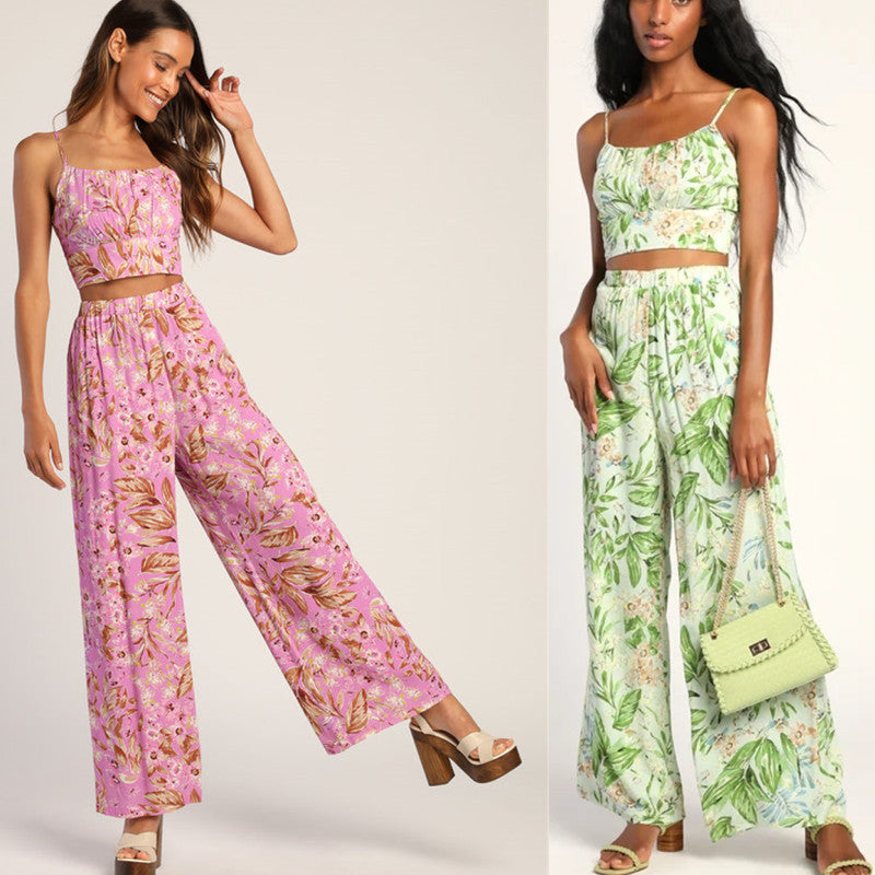 Damen luftiges Sommeroutfit mit floralem Print EB