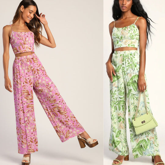 Damen luftiges Sommeroutfit mit floralem Print EB