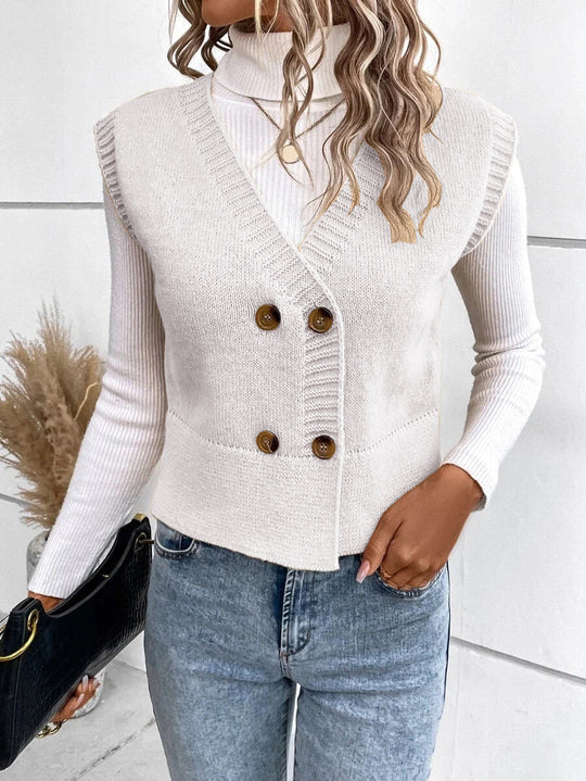 Damen Strickweste mit doppelter Knopfleiste EB