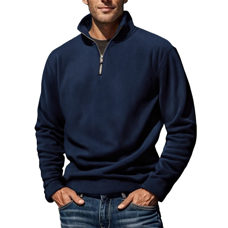 Herren Thermo-Fleecejacke mit Hochkragen und dekorativem Reißverschluss EB