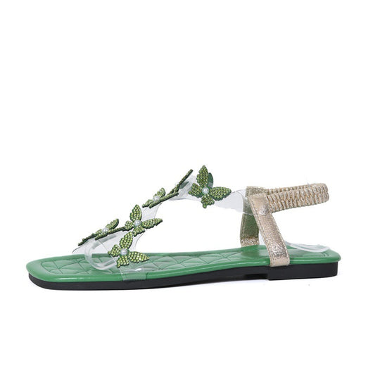 Damen Elegante Sandalen mit funkelnden Schmetterlingsapplikationen EB