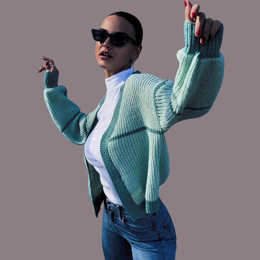 Damen Strickjacke mit lässigem Schnitt und voluminösen Ärmeln EB