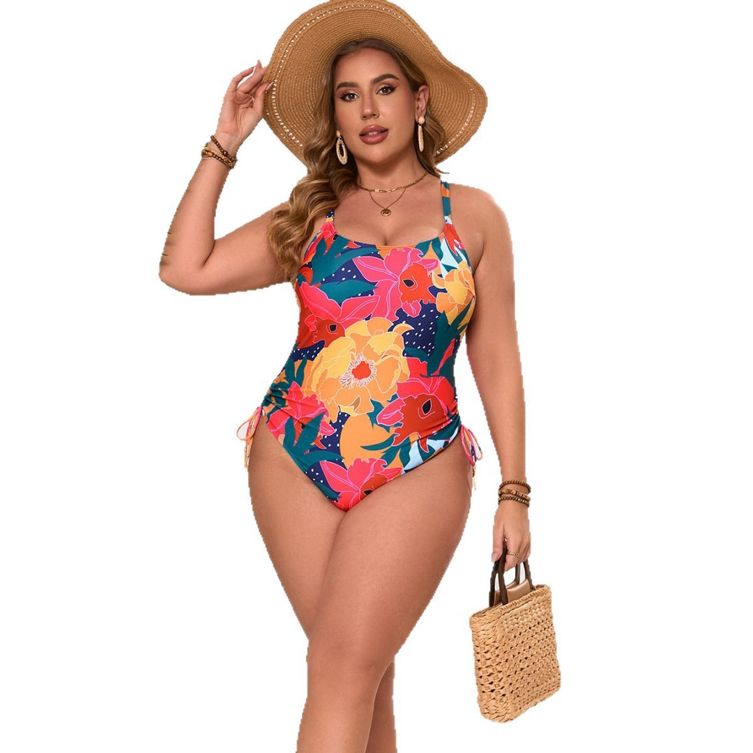 Damen Einteiler Badeanzug mit floralem Design und verstellbaren Trägern EB