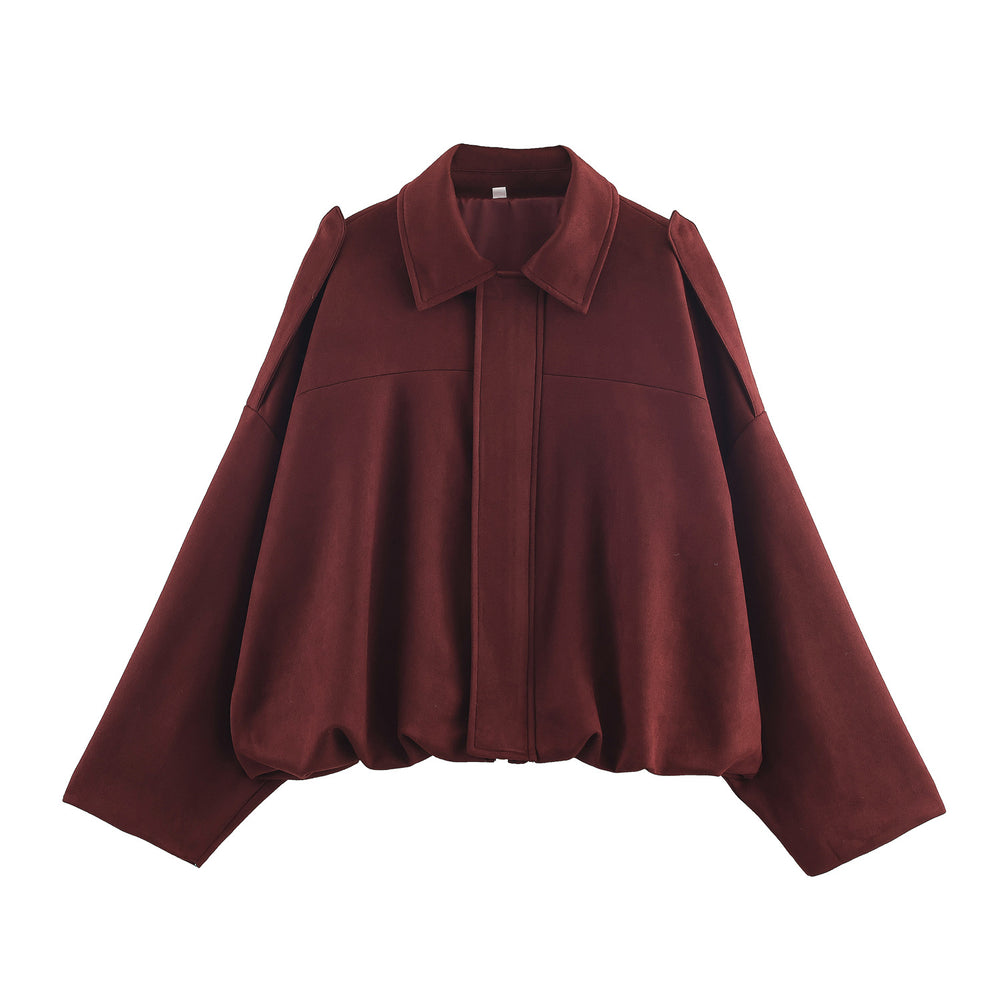 Damen lässige cropped Blousonjacke mit modernem Stehkragen und eleganten Schulterdetails EB