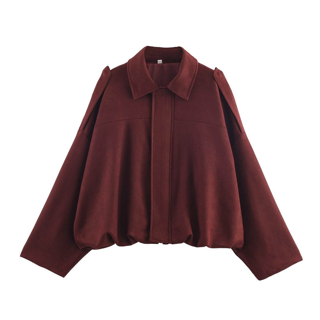 Damen lässige cropped Blousonjacke mit modernem Stehkragen und eleganten Schulterdetails EB