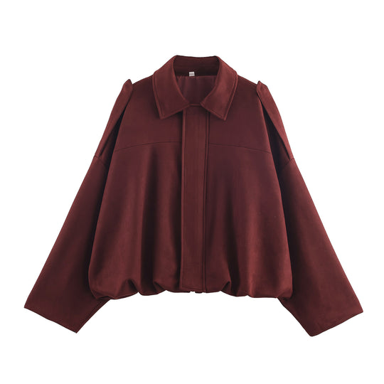Damen lässige cropped Blousonjacke mit modernem Stehkragen und eleganten Schulterdetails EB