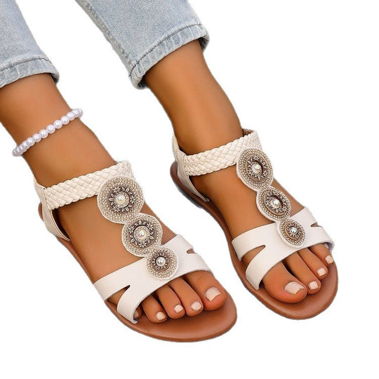 Damen Riemchen-Sandalen mit glamourösen Schmuckdetails EB