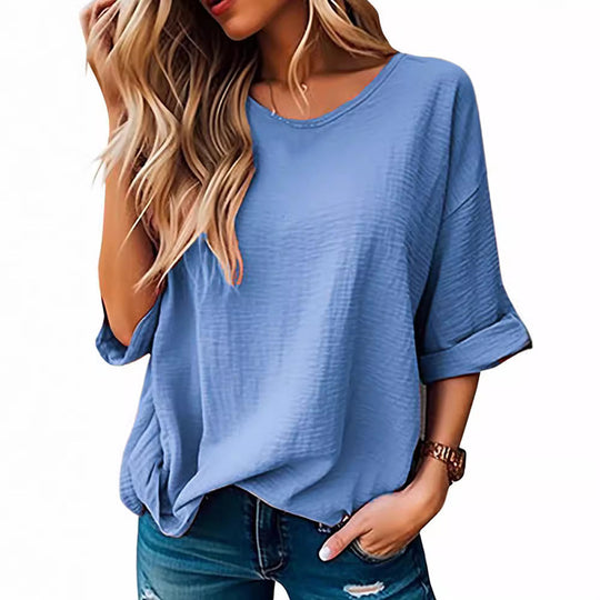 Damen Lässiges T-Shirt mit lockerer Passform und kurzem Arm EB