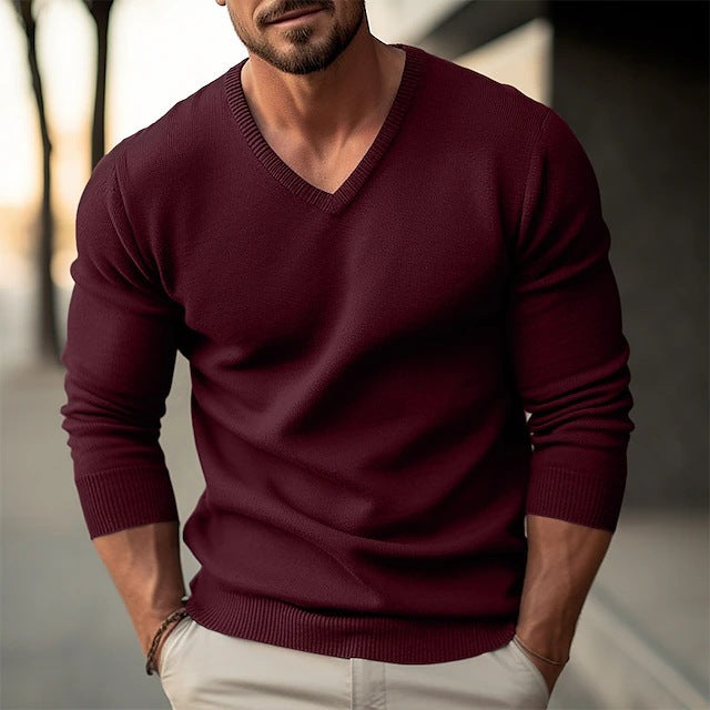 Herren V-Ausschnitt Pullover mit strukturiertem Design und komfortablem Schnitt EB