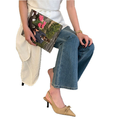 Damen elegante Slingback-Pumps mit floralem Design EB