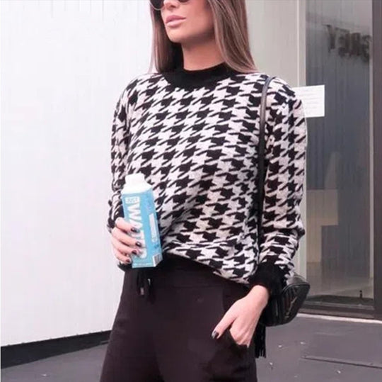 Damen lässiger Pullover mit Karomuster EB