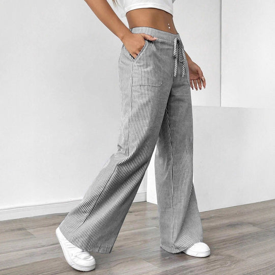 Damen nan weite Baumwoll-Loungehose mit Tunnelzug und Seitentaschen EB