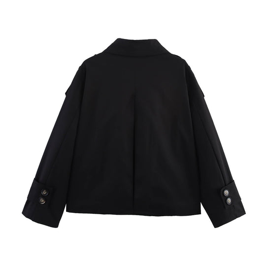 Damen modische Übergangsjacke mit doppelter Knopfleiste und praktischen Taschen EB