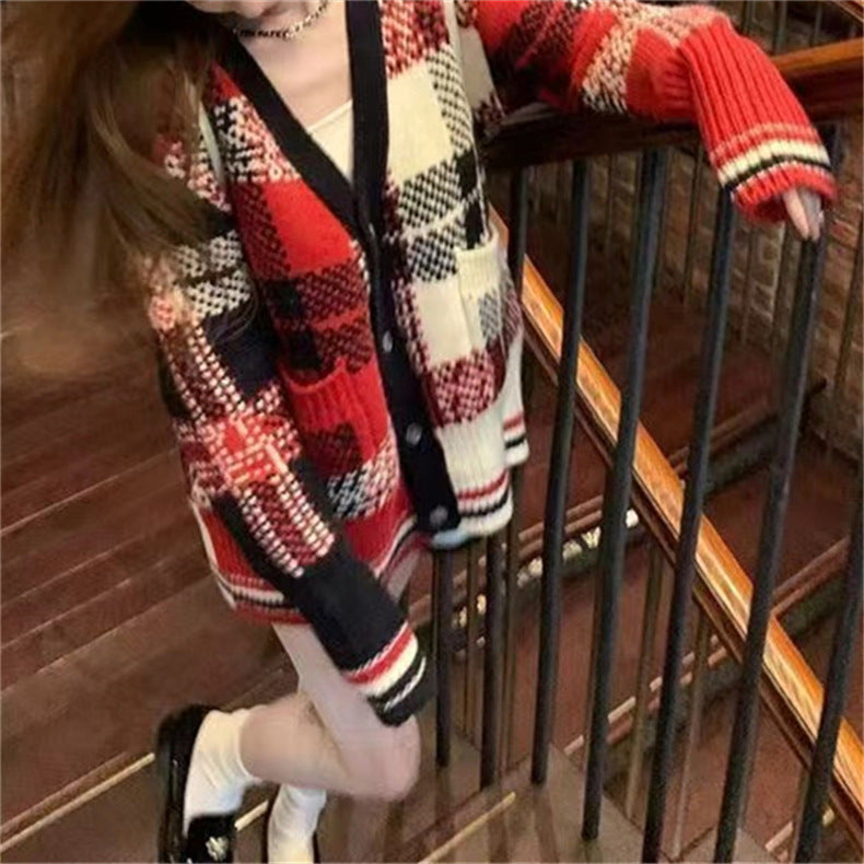 Damen gestreifter Strickcardigan EB
