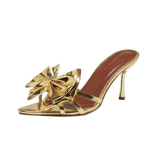 Damen elegante Pantoletten mit auffälligem Blumen-Design EB