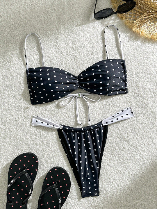 Damen Bandeau-Bikini-Set mit Punkten EB