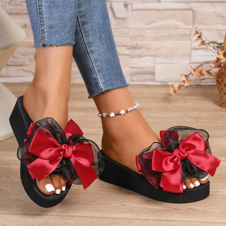 Damen Glamouröse Schaum-Sandalen mit auffälligem Schleifen-Design EB