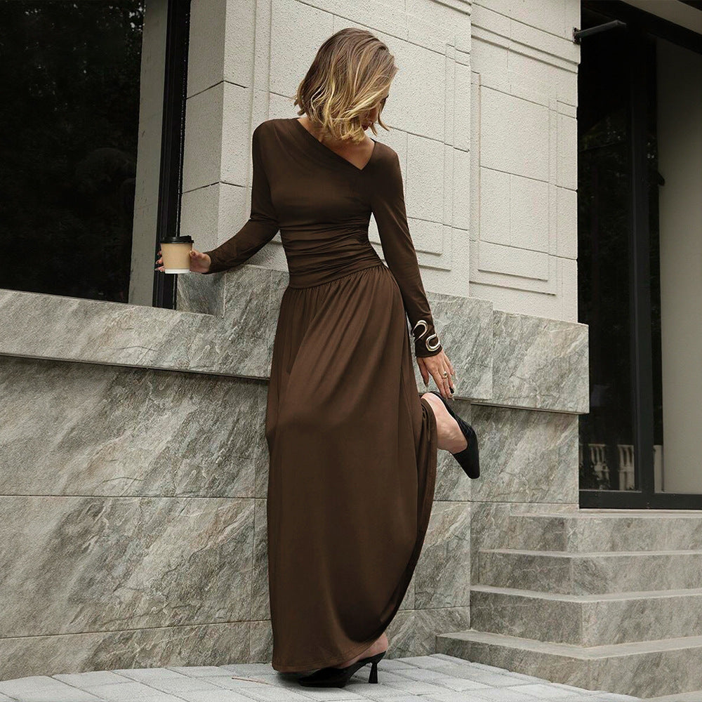 Damen asymmetrisches Maxikleid mit langem Ärmel und geraffter Taillenpartie Eichborn Berlin
