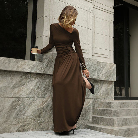 Damen asymmetrisches Maxikleid mit langem Ärmel und geraffter Taillenpartie Eichborn Berlin