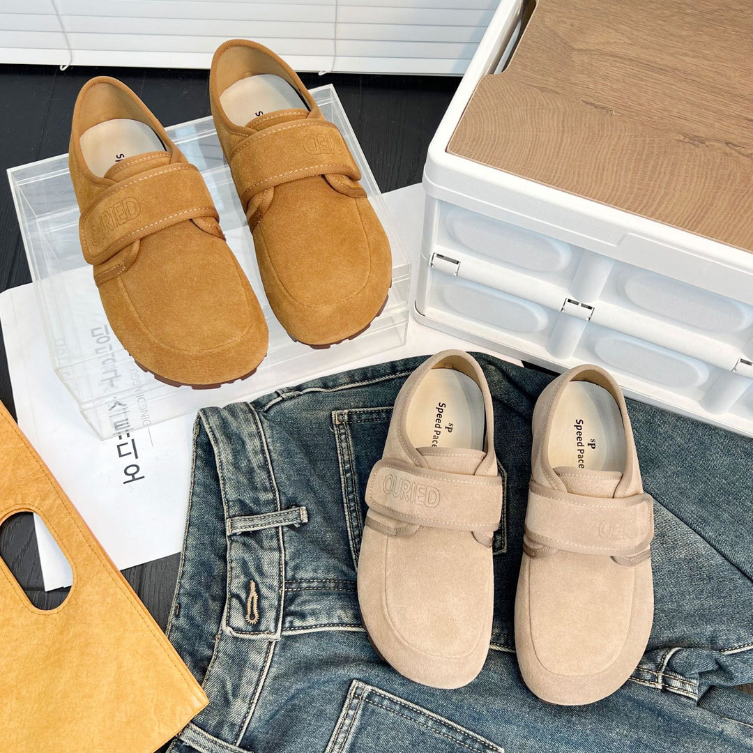 Damen Komfortable Slipper mit praktischem Klettverschluss EB