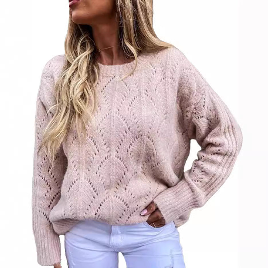 Damen Strickpullover mit feinem Lochmuster EB