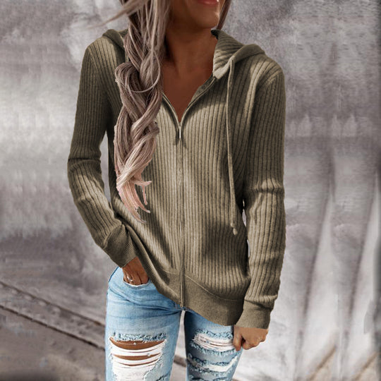 Damen Kapuzenjacke aus strukturiertem Material mit praktischen Taschen EB
