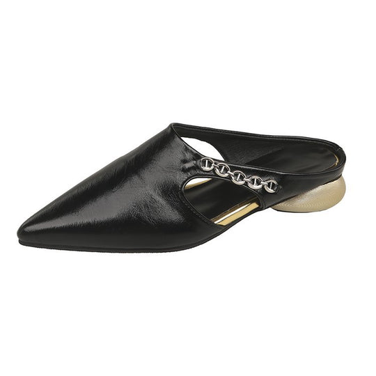 Damen elegante Mules mit modischem Kettenakzent EB