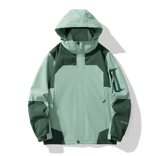 Herren winddichte Softshell-Outdoorjacke mit verstellbarer Kapuze, verschließbarer Ärmeltasche und atmungsaktiver Membran EB