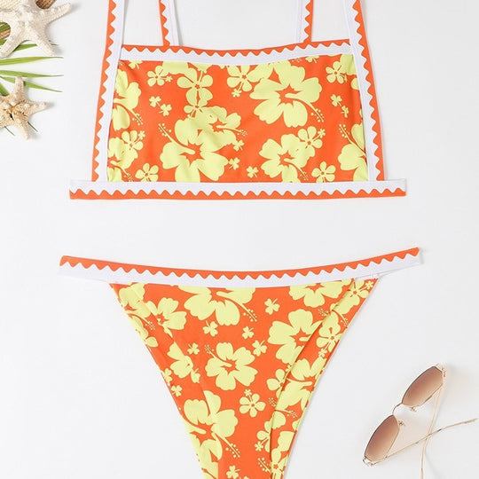 Damen Bikini-Set mit floralem Design und trendy Trägerdetails EB