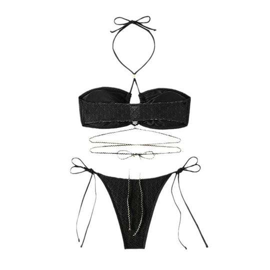 Damen Bandeau-Bikini mit raffinierten Bindebändern und eleganten Details EB
