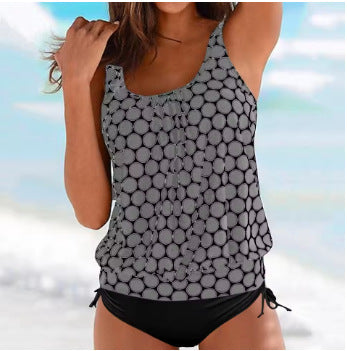Damen Tankini mit elastischem Bund und gerafftem Oberteil EB