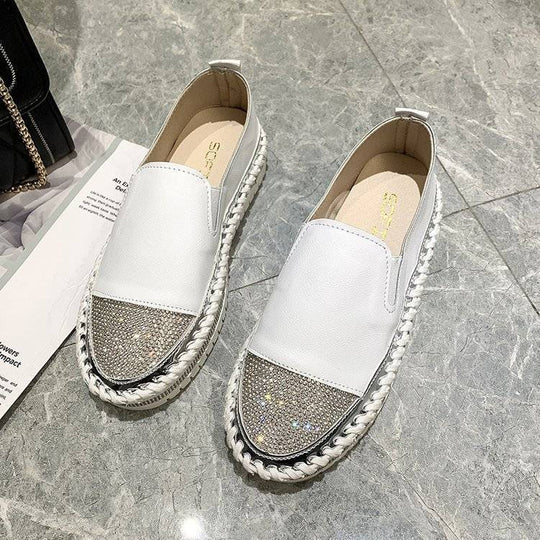 Damen glänzende Slip-On Plateau-Sneaker mit geflochtenem Rand und elastischem Einsatz EB
