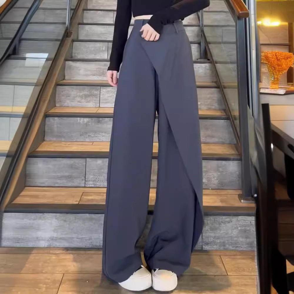 Damen elegante weit geschnittene Palazzo-Hose mit asymmetrischen Schnittdetails EB