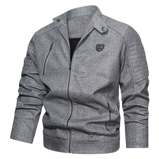 Herren Denim-Optik Bomberjacke mit Stehkragen und gesteppter Schulterpartie EB